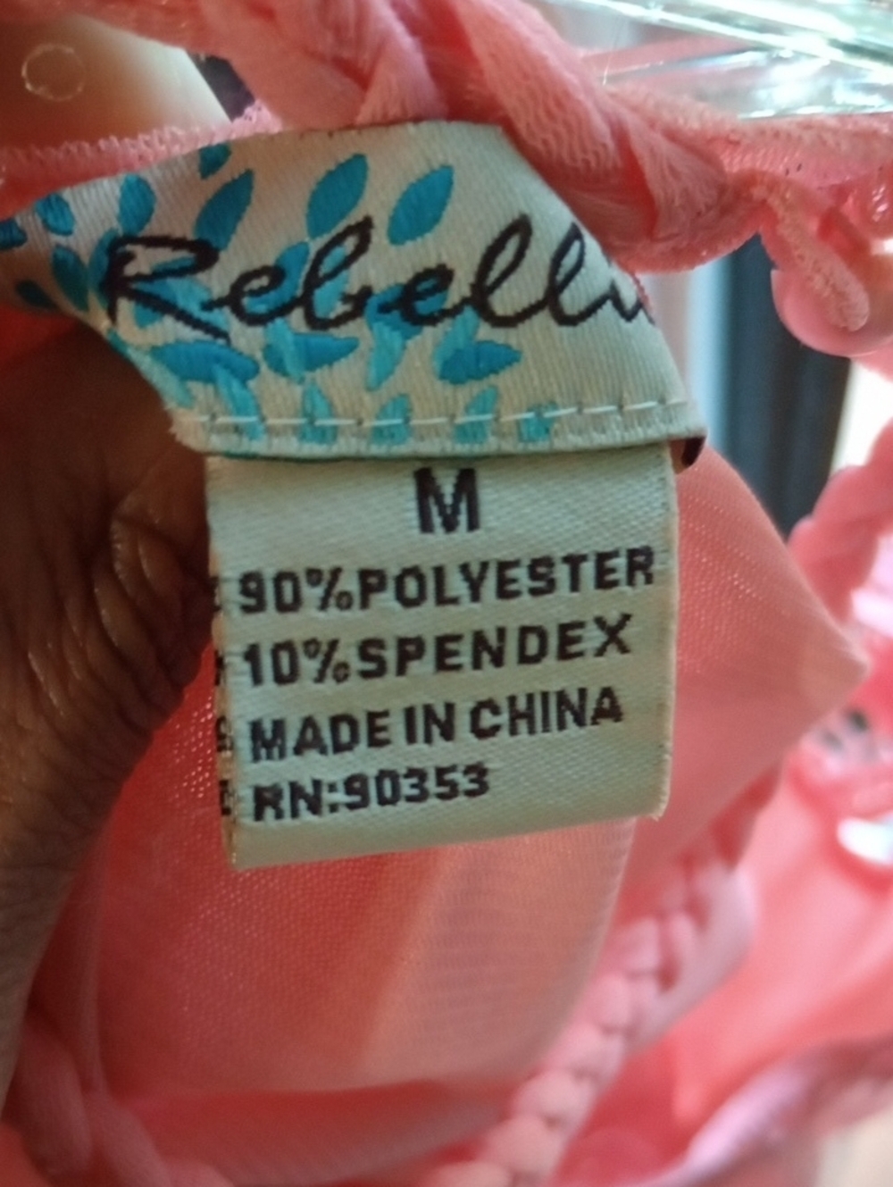 Rebellion Pink Crochet Yoke Tiered Chiffon Dress Sz Med - Picture 6 of 6